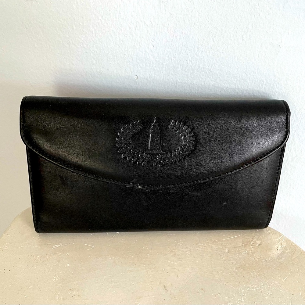 Dopp Black Satin Cowhide Leather Wallet w Change Purse Vintage